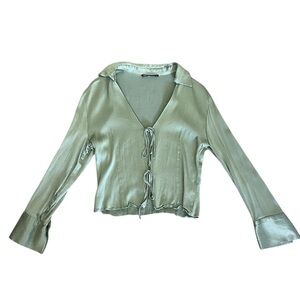 Zara Light Green Satin Blouse 💚
